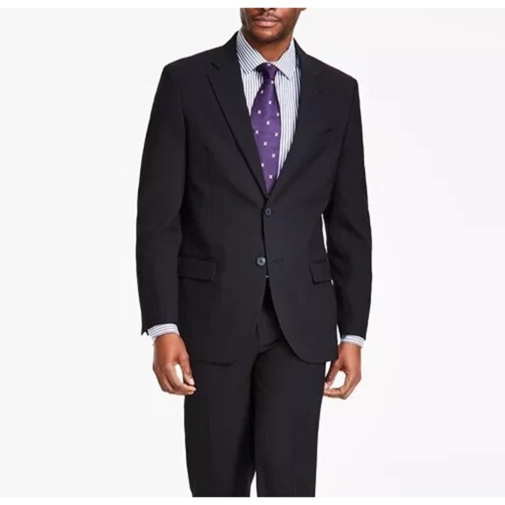 Nautica Men's Suit Blazer Jacket 42L Solid‎ Black